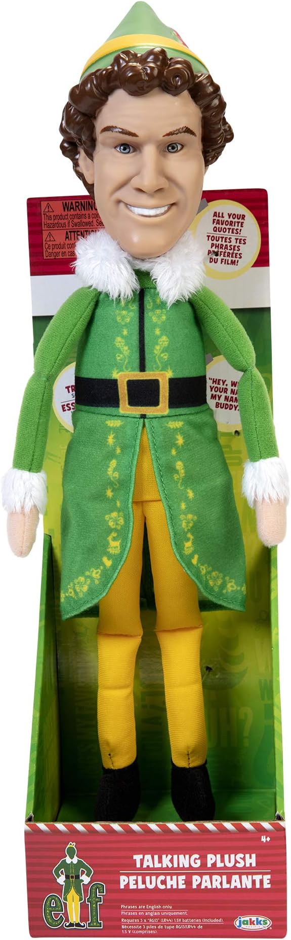 Jakks Holiday Elf Buddy The Elf Talking Plush with 15 Phrases Approximately 12-Inches in Height