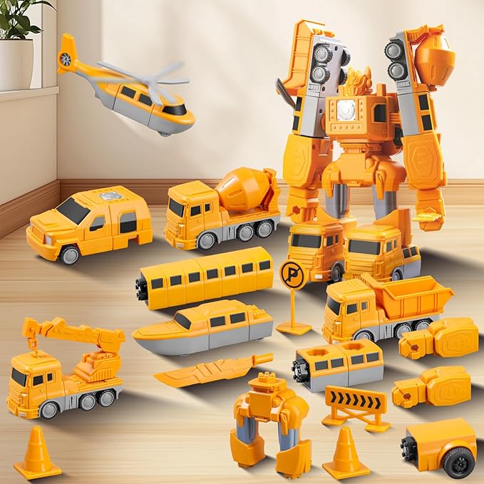 Magnetic Building Blocks for Kids Ages 3-8 | STEM Construction Toys with Storage Box | 3-in-1 Transformable Car & Robot Toy | Educational Toddler Toys for Boys & Girls (26 Pieces)