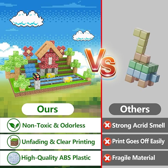 Magnetic Building Blocks for Kids Ages 4-8,Magnet STEM Sensory Toys-Tiles Road Track, Mine World Build Set, Christmas Birthday Gifts Toy 32PCS