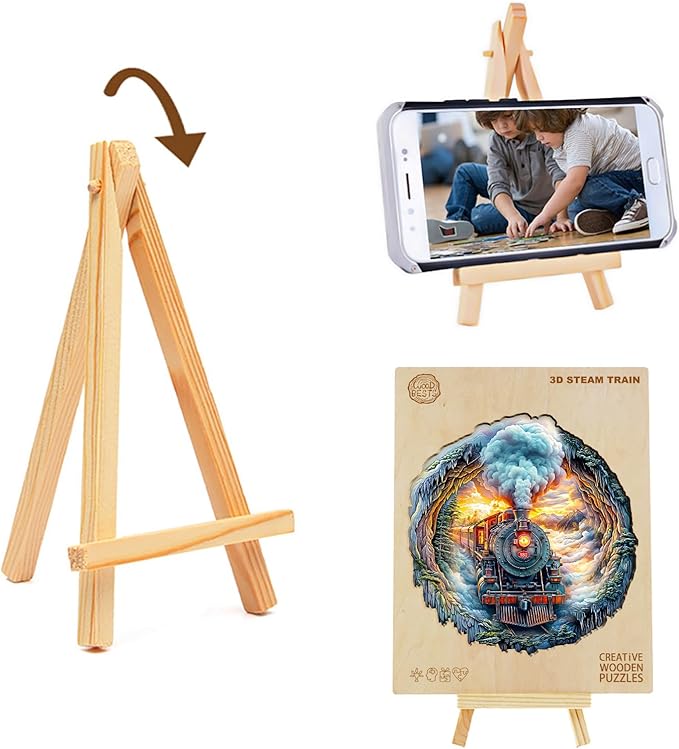 KAAYEE Wooden Puzzles for Adults 270 Pieces Visual 3D Steam Train Wooden Jigsaw Puzzles for Adults Unique Shaped Train Wood Puzzle Gifts for Mother's Day Adult Kids(13.4 * 13 in)