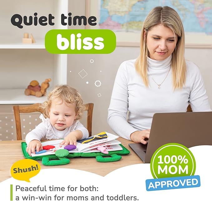 deMoca Montessori Busy Book Toddler Travel Toys 1-3 - Activity Quiet Book Airplane Travel Toys for Toddlers 1-3, Busy Board with Car and Plane Activities, Boys & Girls Birthday Gift