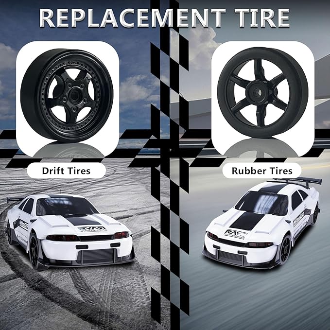 RC Drift Car 1:24 Remote Control Car 4WD 15KM/H High Speed Racing Sport Car with LED Lights RC Cars Toy Cars for Kids Boys Girls Adults Gifts Birthday Christmas Rechargeable Batteries