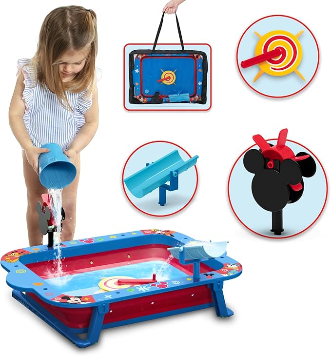 Delta Children Disney Mickey Mouse Water Activity Table - Collapsible & Portable - Ideal for Travel - Outdoor Kids Water Sensory Table, Blue