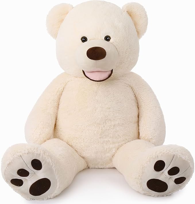 MorisMos Smile Giant Teddy Bear, 51inch Large Stuffed Bears with Big Footprints, Big Stuffed Animals Cuddly Plush Gifts for Girlfriends, Boyfriend, White
