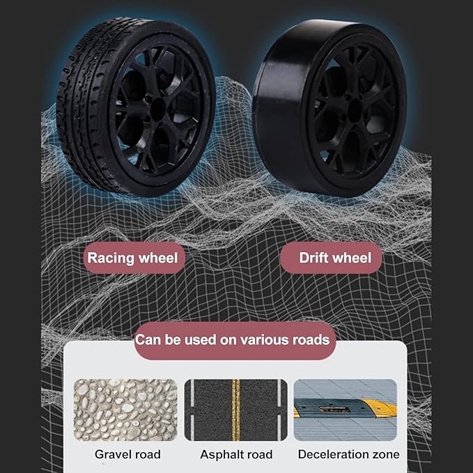 RC Drift Car 1/14 Scale Remote Control Drift Car 4x4 Race RC Vehicle High Speed 30KM/H Remote Control Drifting Toy for Boys Kids RTR with LED Lights 2.4 GHz Drifting and Racing Tires