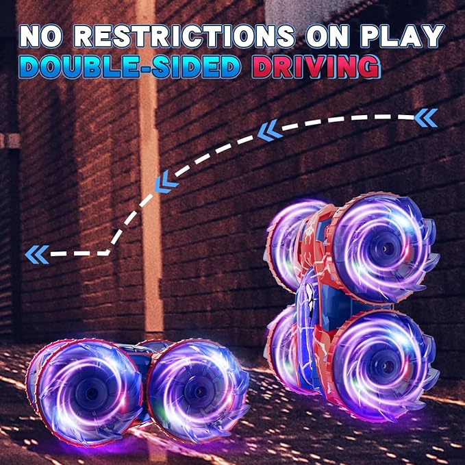 4WD Waterproof RC Car, 2.4 GHz Amphibious Remote Control Car Remote Control Boat for Kids, 360°Rotation RC Truck Stunt Cars with LED Lights, Boys Girls Gifts All Terrain Water Beach Pool Toy