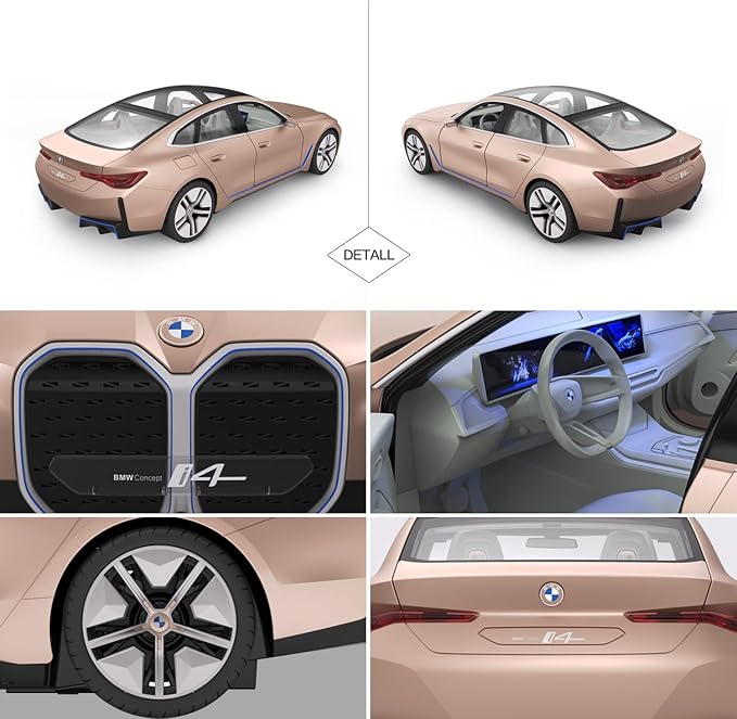 RASTAR BMW i4 Remote Control Car, 1/14 BMW i4 Concept RC Toy Car Golden BMW Model Car Diecast for Kids Boys Adults