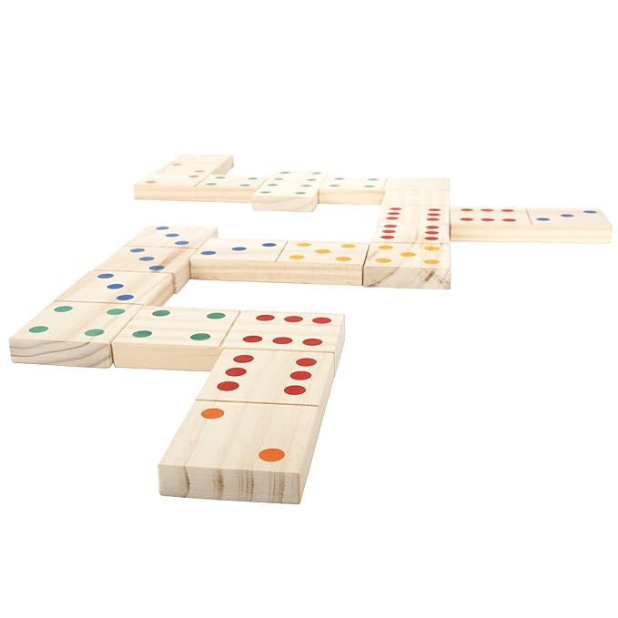 Hey! Play! Giant Wooden Dominoes Game Set (28 Piece)