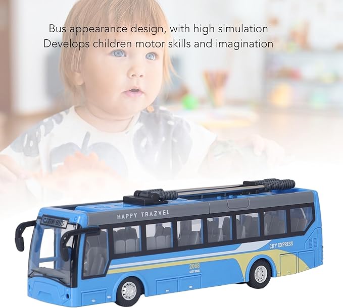 RC School Bus, 8.27 Inches Remote Control City Bus, Simulation All Directions Driving RC Car Electronic Vehicles for Children (Blue)