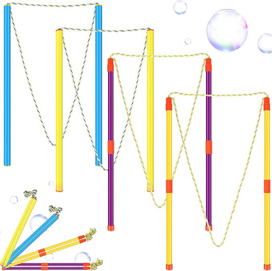 8 Pieces Giant Bubble Wands Big Bubble Wands for Kids Outdoors Bubble Toy for Birthday, Outdoor Activities, Party Favors, Giant Bubble Solution Not Included (Assorted Color,Practical)