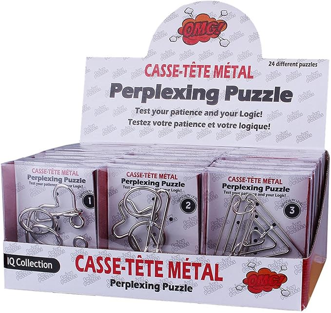 VolksRose 24pcs Brain Teaser Metal Wire Puzzles, Classical Mini Metal Puzzles Set, Mind Smart Game IQ Challenge Puzzle Games, Educational IQ Test Toy Lock Puzzle Gift for Adults Kids Teenagers