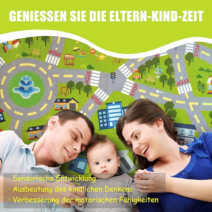 4x6 Ft Kids Rug Car Play Mat Car Rug for Playroom, Kids Educational City Traffic Road Map Fun Carpet, Kid Bedroom Rugs Decor, Road Rugs for Ages 3-12 Years Old (KR1, 4x6ft)