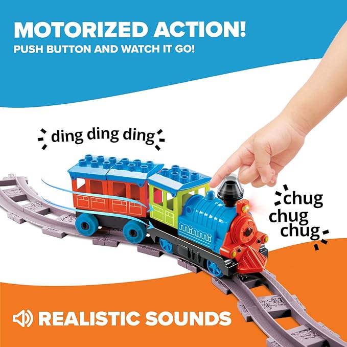 Electric Train Set - Toddler Train Toy Figures & Playsets for Age 2-10 Year Old Boy Toy Trains, Kids Toy Train Sets for Boys & Girls, Mini Engine Steam Train Model Train Set, Motorized Train Set-107pc