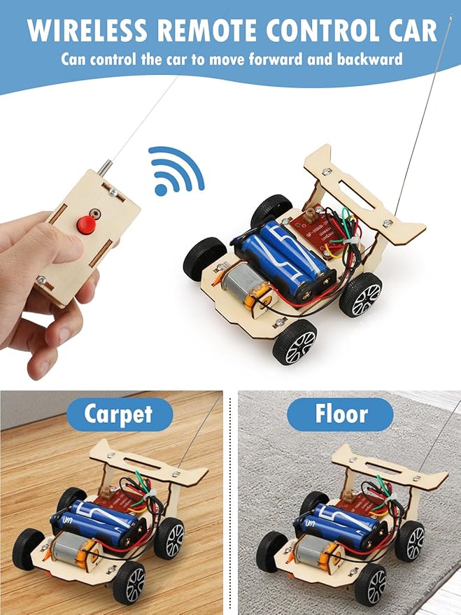 Poraxy STEM Model Car Kits, Toys for Boys Age 8-12, 5 in 1 Kids Wood Building Kit 8-10, 3D Wooden Puzzles, Educational Science Crafts Kits, Birthday Gifts for 8 9 10 11 12 13 14 Years Old Boys