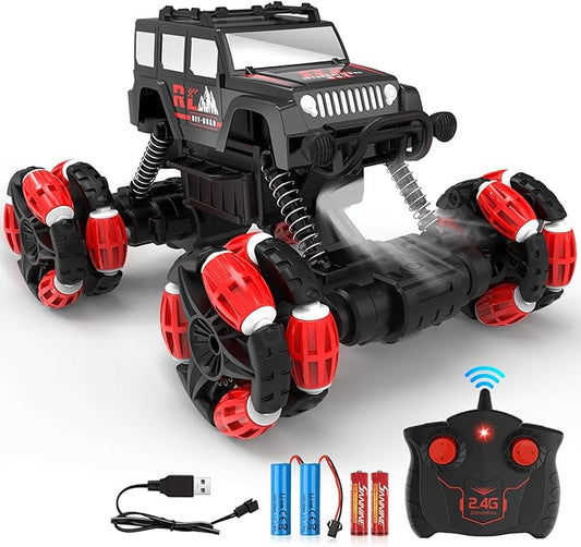 Eulogia Drift Climbing Stunt Car, 2.4GHz Remote Control Car, 360° Rotation RC Truck, Suitable for 5+ Years Old Boys and Girls Children, Thanksgiving Gifts, Birthday Gifts(Red)