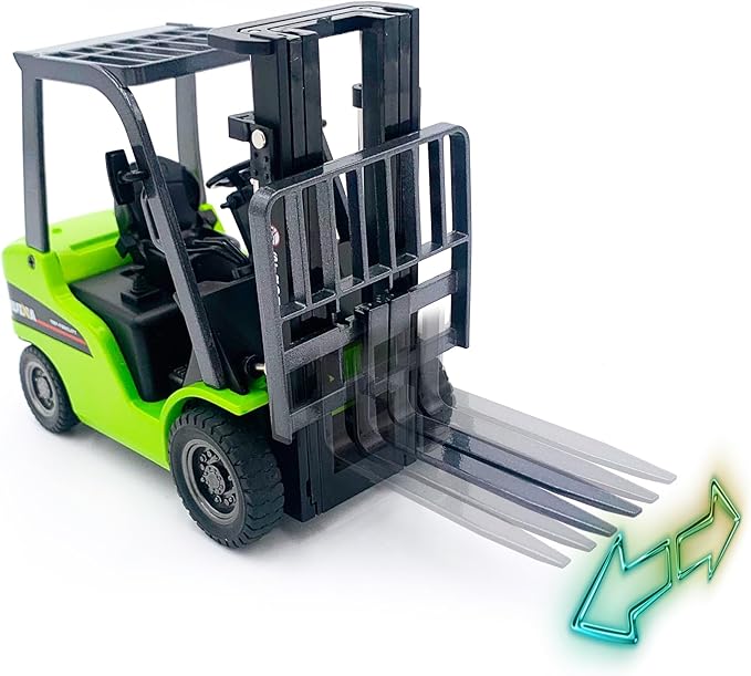 Warehouse Truck Vehicle Toy - Forklift Construction Toys for Kids, 1:50 Scale, Heavy Metal (Green)