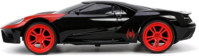 Jada Toys Marvel Spider-Man 1:16 Miles Morales 2017 Ford GT RC Remote Control Car 2.4GHz, Toys for Kids and Adults, Black
