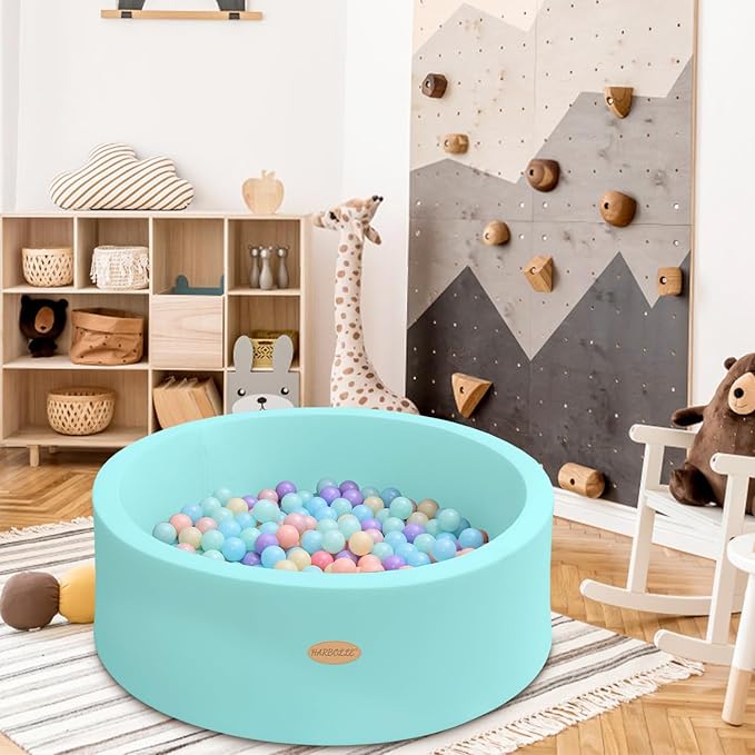 Baby Ball Pit 35.4" Soft Round Memory Foam Ball Pits NOT Included Balls Indoor Outdoor Playpen for Babies Toddlers Kids Great Gift for Girls Boys, Blue