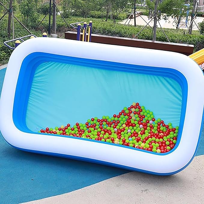 Inflatable Kiddie Swimming Pool, Outdoor Blow Up Rectangular Pool for Kids and Toddler (61"x42.5"x18")