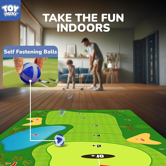 TOY Life Chipping Golf Game Mat Indoor Outdoor Games for Adults and Family Kids Outdoor Play Equipment Stick Chip Game Indoor Golf Set Backyard Games Outdoor Toys for Kids
