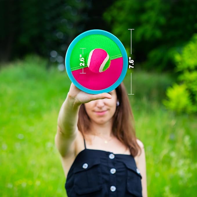 Ayeboovi Toss and Catch Paddle Ball Game Outdoor Beach Pool Sand Toys Outside Lawn Yard Games for 3 4 5 6 7 8 9 10 11 12 Year Olds Girls Boys Toys Birthday Gift (2 Paddles 2 Balls)