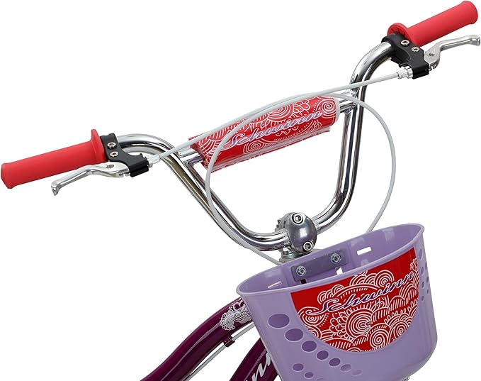 Schwinn Elm BMX Style Toddler and Kids Bike, For Girls and Boys, 18-Inch Wheels, With Training Wheels, Chain Guard, and Front Basket, Recommended Height 42-52 Inch, Purple