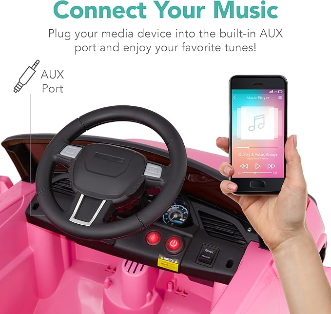 Best Choice Products Kids 6V Ride On Truck w/Parent Remote Control, 3 Speeds, LED Lights, Pink