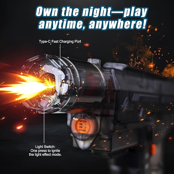 Powerful Electric Water Gun, Automatic & Manual Squirt Gun with LED Light, Rechargeable Battery Powered Water Blaster 28-32 Ft Range, Large Capacity Tank for Outdoor Pool Beach Battle Play