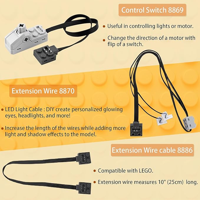 43pcs Power Function Motor Set for Lego Technic: 5 Motors (M/L/XL/Train/Servo), 2 Battery Boxes, IR Remote & Receiver, Control Switch, Cable, Building Block Tool Kit...Birthday Gift for Kids & Adults