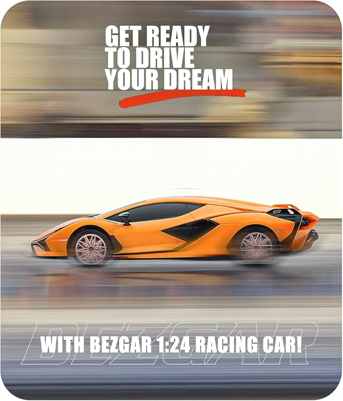 BEZGAR Licensed RC Series, 1:24 Scale Remote Control Car Lambo Sián FKP 37 Electric Sport Racing Hobby Toy Car Model Vehicle for Boys and Girls Teens and Adults Gift (Orange)