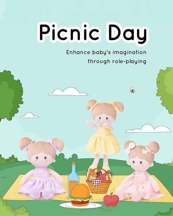 Soft Baby Doll Toys (12''), My First Baby Rag Doll for 1 Year-Old Girl Birthday Gift, Leya Doll Christmas Plush Toys Gift for Toddler Kids Infants -Butterfly Girl