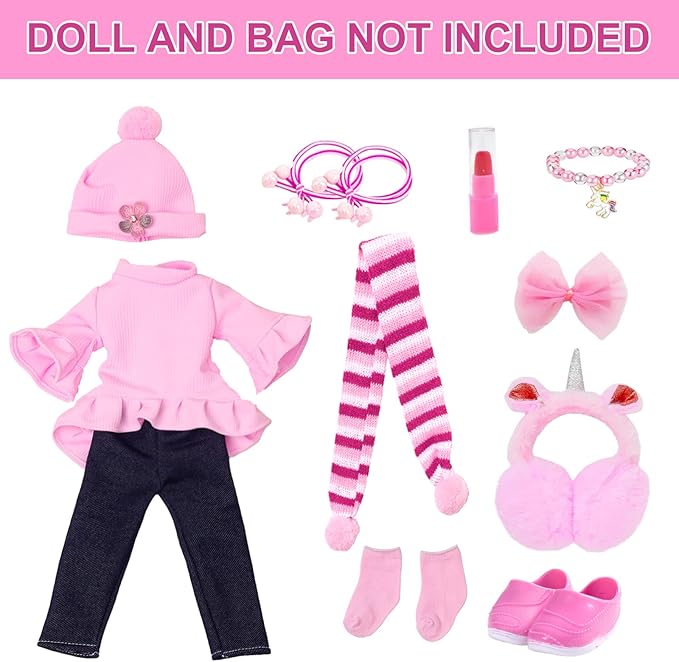 American Doll Clothes and Accessories for 18 Inch Dolls - Includes Pretend Makeup Kit - Girls Gift (Doll Not Included)