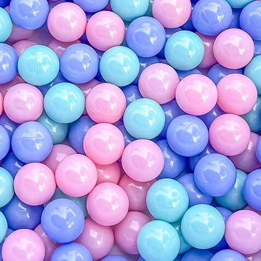 100 Ball Pit Balls for Toddlers, Phthalate & BPA Free Plastic Balls, Crush Proof 2.16" Colorful Balls for Ball Pit Play Toys for Kids with Storage Bag (Pink, Blue, Green)