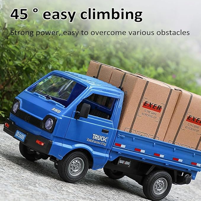 Remote Control Car RC Kei Truck,1:16 Scale RC Transporter Pickup Truck, 2.4GHz All Terrain RC Transport Cars with Spray & Light, 3 Batteries, Best Gifts Ideas for Kids Age 6 Year Old (Green)