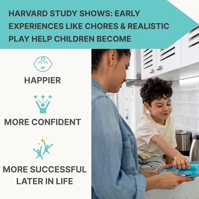 Wooden Play Kitchen for Kids with Working Sink & Faucet Toy – Montessori Sensory Pretend Playset for Toddlers 3-5 – Interactive Kids Kitchen Playset with Lights & Sounds