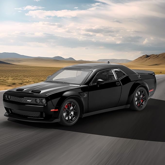 SASBSC Hellcat Toy Cars for Boys Age 3-12 1:24 Car Toys Diecast Metal Car Model with Light & Sound Collectable Muscle Super Cars for Kids (Black)