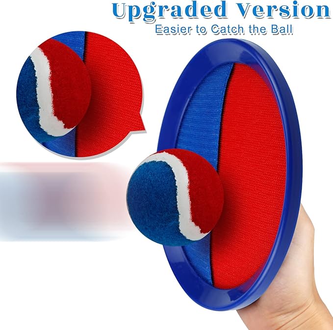 Toss and Catch Game Set, Outdoor Games with 4 Paddles 4 Balls and 1 Storage Bag, Great Outdoor Toys/Gifts for Kids, Classic Outdoor Games, Beach Games, Yard Games