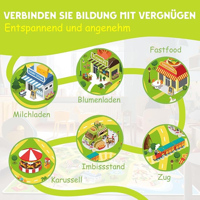 Kids Carpet Car Rug Play Mat for Playroom- 31"x 47" Non Slip Washable Kids Road Rug for Cars- Large Kid Educational Rugs Ideal Gift for Toddler Classroom Boys Girls Bedroom Decor