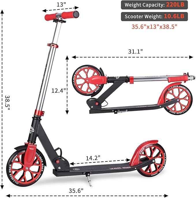 Kick Scooter - Collapsible Portable Kids Push Scooter - Lightweight Folding Design with High Visibility RGB Light Up LEDs on Stem, Wheels, and Deck