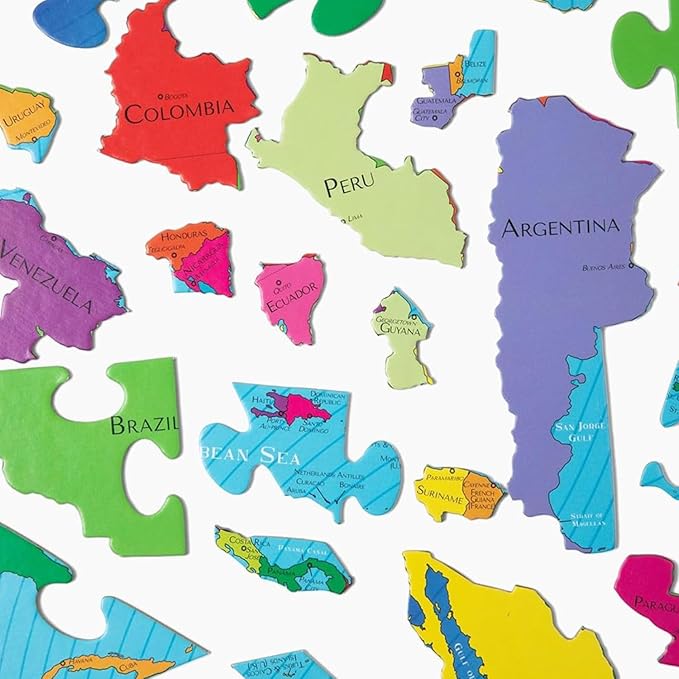 GeoToys GeoPuzzle, Latin America Shaped Jigsaw Puzzles, 50 Pc Geography Puzzle, Geography Game, Map Puzzle - Jigsaw Puzzles for Kids Ages 6-9 Years Old