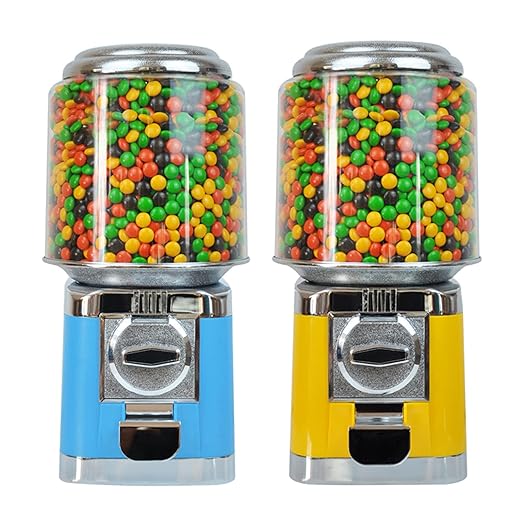 Gumball Machine, Candy Vending Machine, PC Round Gumball Dispenser, Bubble Gum Machine for Game Stores, 25 Cents Coin Operated Gumball Bank for Toy Capsules Bouncy Balls Candy