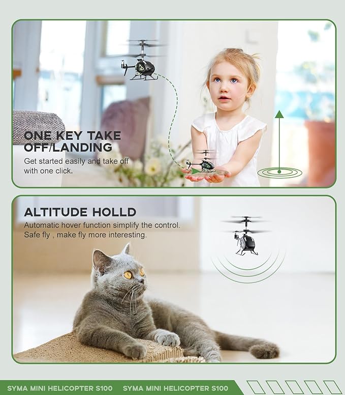 SYMA S100 Mini RC Helicopter with Gyro Stabilizer, Altitude Hold, 3.5 Channel, 5-7 Min Flight Time, Remote Control Helicopter Toy for Boys and Girls