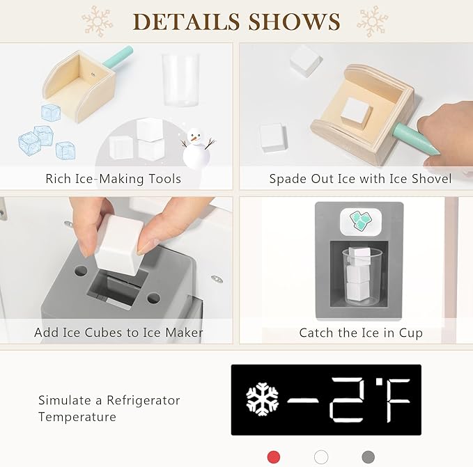 labebe - Kitchen Wooden Fridge | Fridge Freezer for Toddlers, Kids' Kitchen Playset Toy, Baby Cabinet Refrigerator Pretend Play Furniture White for Children Boy & Girl(15.8" 13.8”27”)