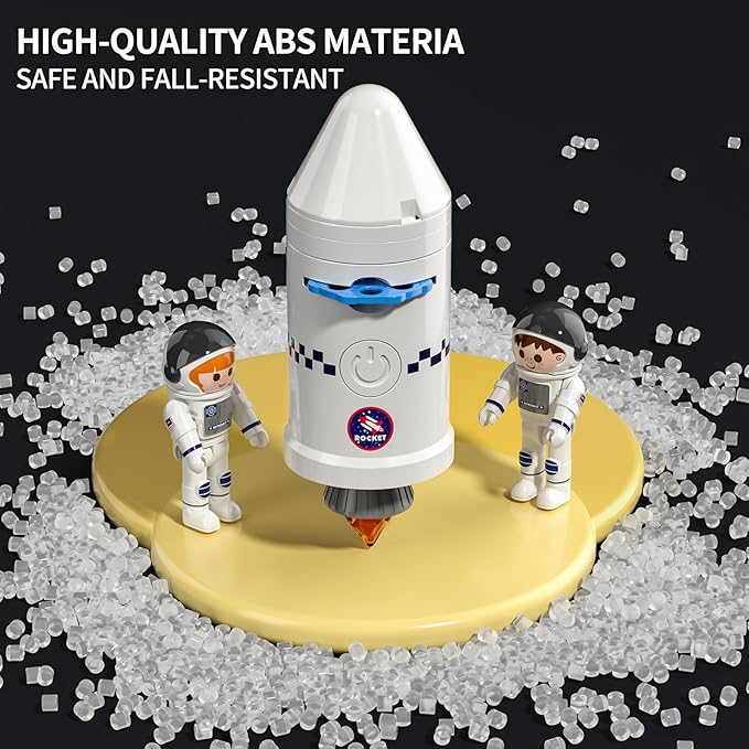TEMI Space Rocket Spacecraft Toy for 3 4 5 6 7 8 9 Years Old Kids - 5-in-1 Airplane Educational Aerospace Set with 2 Astronauts, Projection Lamp, Outer Space Toy Gifts for Boys Girls 3+