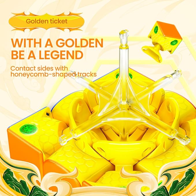 GAN 356 M E Golden, Magnetic Speed Cube 3x3 Stickerless Magic Cube, 48 Magnets GES Pro+ Customized 12 Tension Setting Puzzle Toys for Children Kids Adult, Gan 356M Upgraded Version