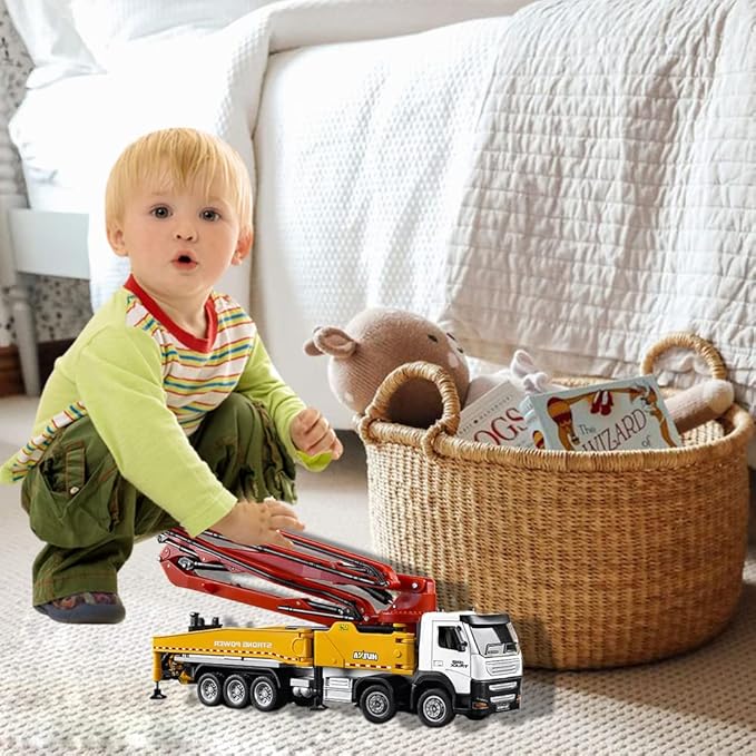 Concrete Pump Truck Construction Vehicles Toys,1:50 Scale Diecast Site Concrete Pump Truck, Toy Trucks for Kids