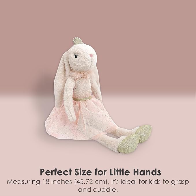 MON AMI Princess Brianna Bunny Doll - 18", Soft & Cuddly Plush Animal Doll, Use as Toy or Room Décor, Great Gift for Kids, Boys, Girls
