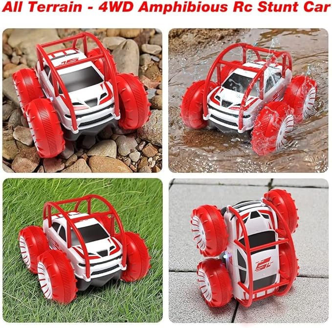 MaxTronic Amphibious Remote Control Car for Kids,Rechargeable RC Stunt Car Toy 2.4Ghz 360° Flips Rotation 15KM/H 4WD All Terrain Offroad Truck for Girls Boys 3 4 5 6 7 8 9 10 11 12