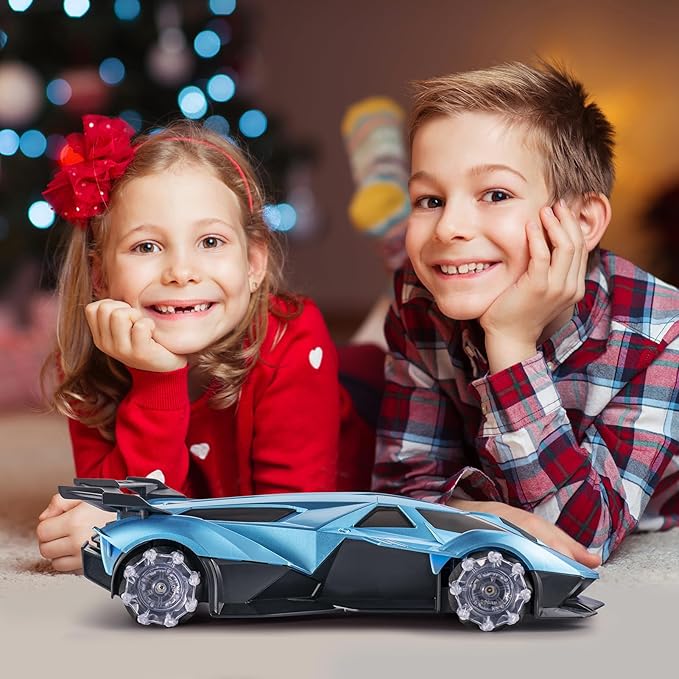 SASBSC Lambo Remote Control Car for Boys 4-7 8-12 Drift Rc Cars with 360° Rotation, Spray, Music & Lights 1:12 Rechargeable Rc Car Toys 10-12km/h Sport Race Toy Cars Gifts for Kids (Blue)