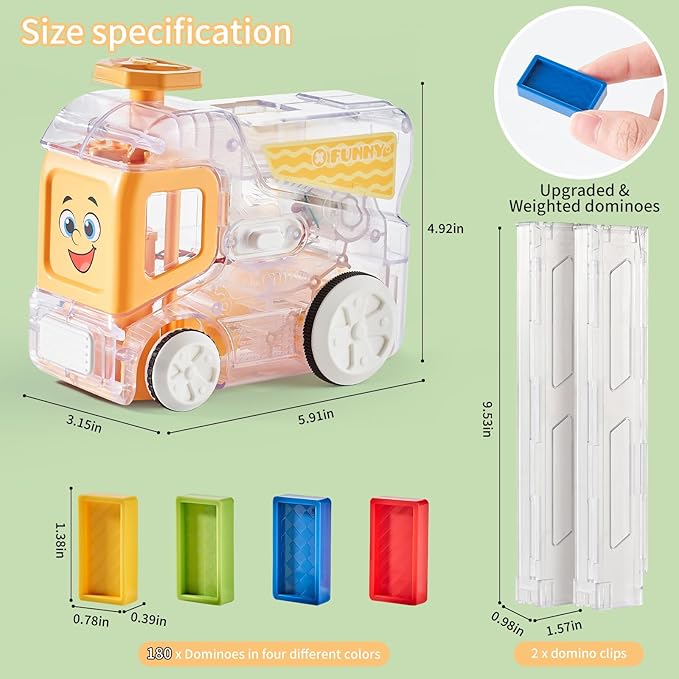 Electric Automatic Domino Train Set, Educational Toys for Ages 5-7, Boys Toys Age 4-6,Autistic Christmas Birthday Gift for Kids Toddlers Boys Girls Yellow